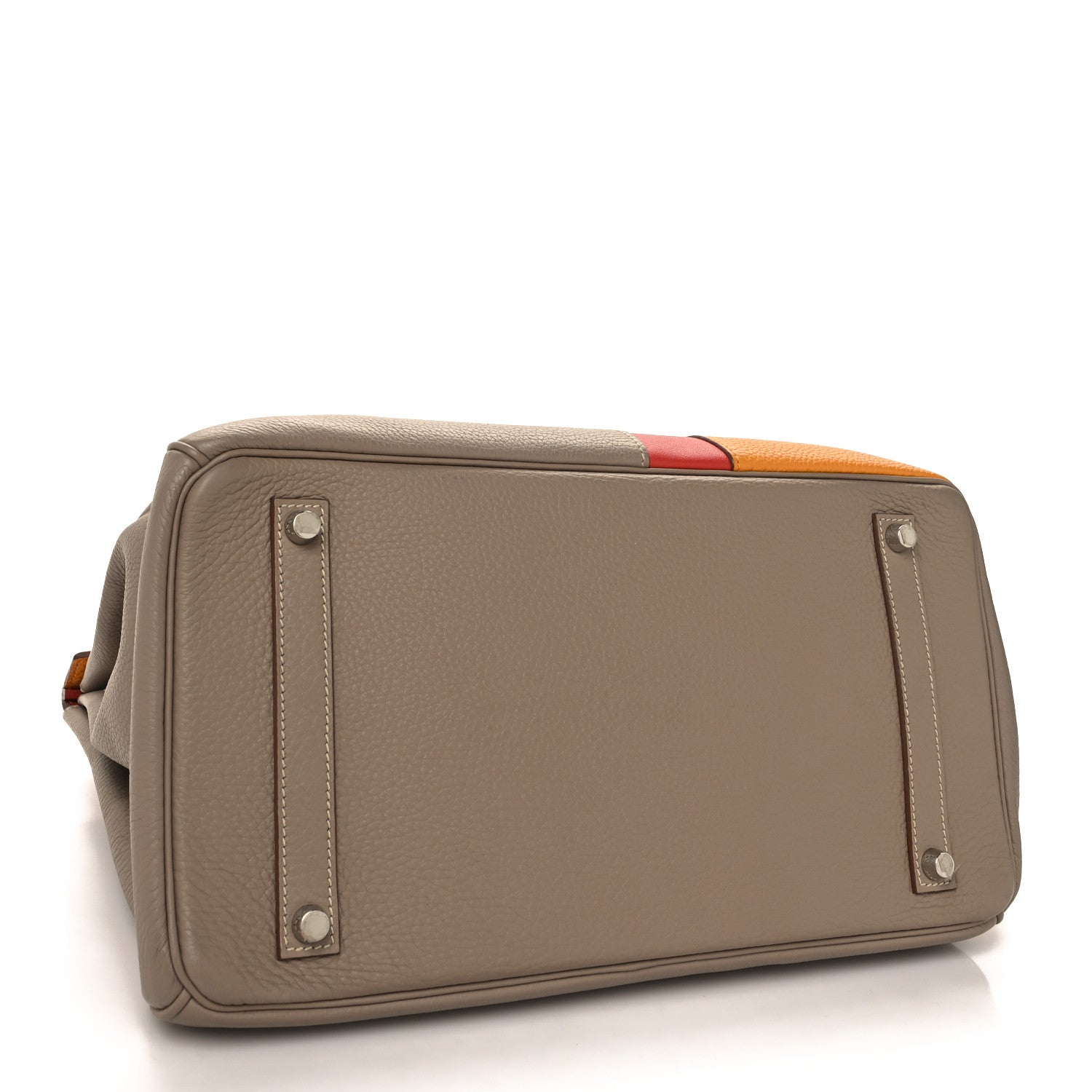 Hermes Taurillon Clemence Swift Tri-Color Birkin 35 Sanguine Gris Tourterelle Moutarde 4 of 15