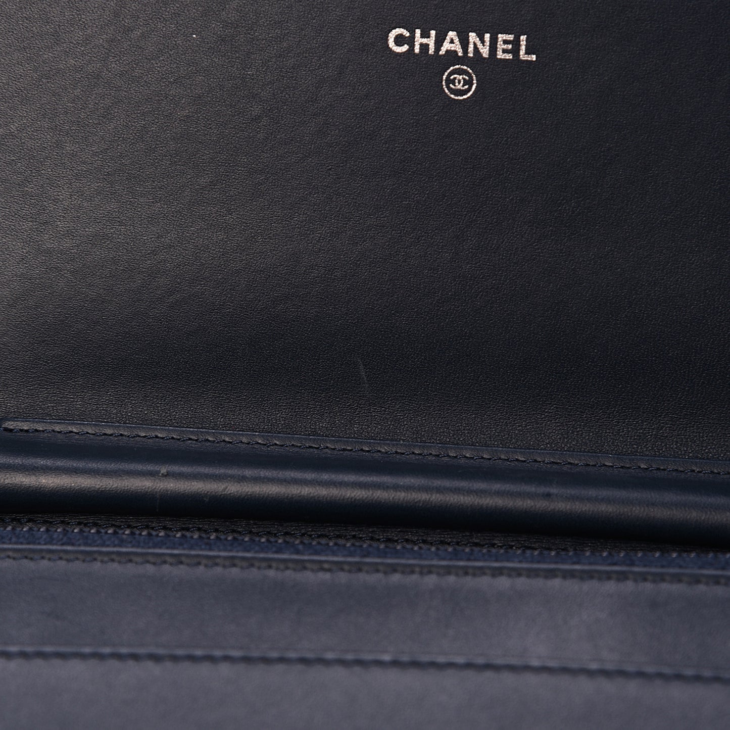 Glazed Calfskin Quilted Coco Boy Wallet On Chain WOC Blue