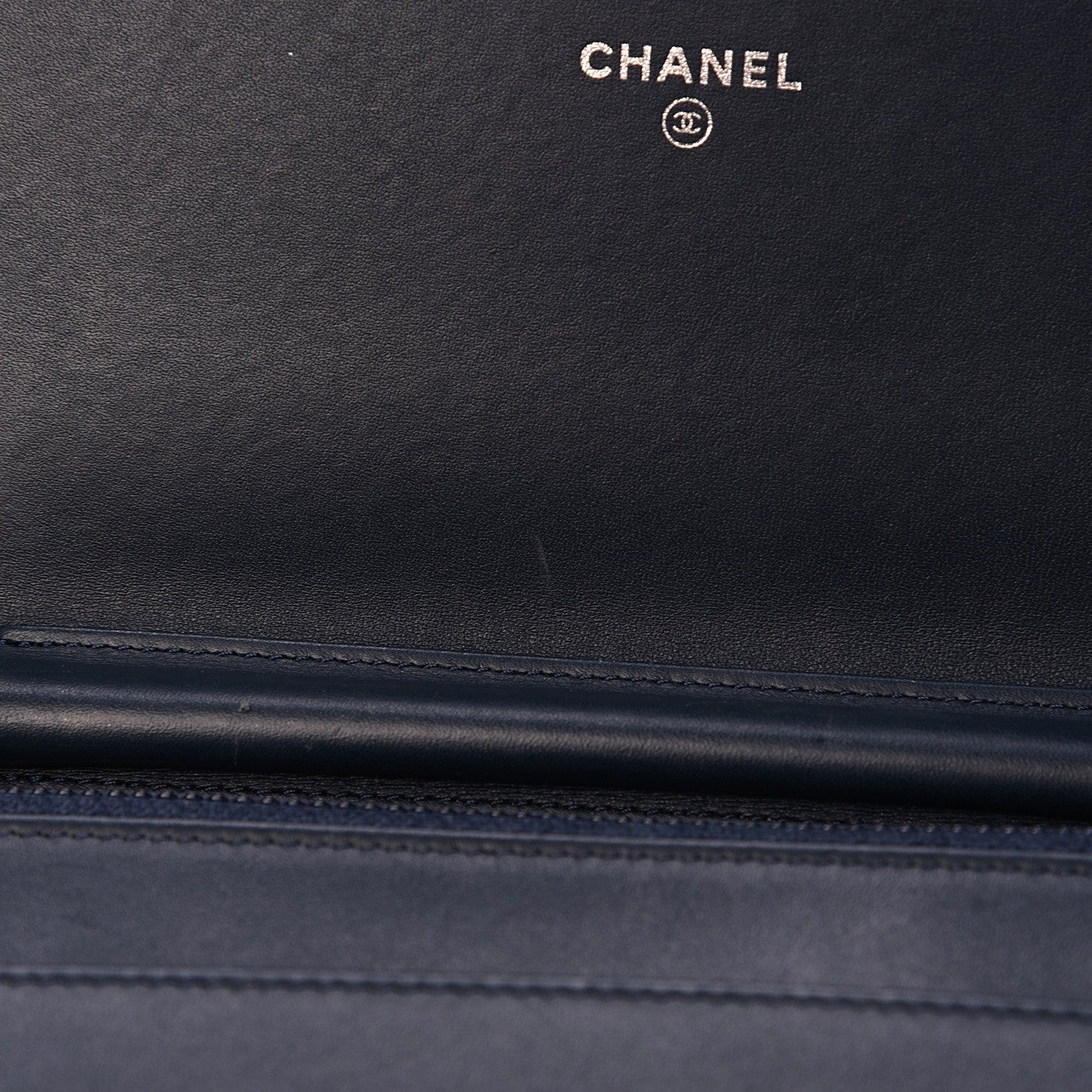 Chanel Glazed Calfskin Quilted Coco Boy Wallet On Chain WOC Blue 13 of 14