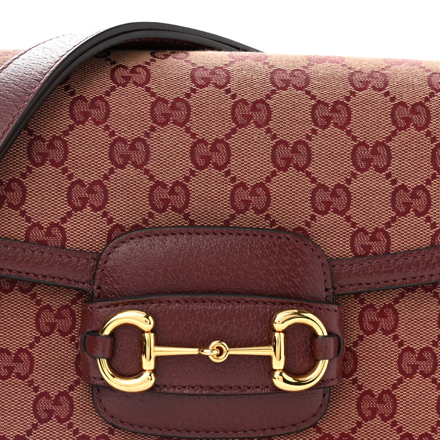 Monogram Textured Dollar Calfskin Horsebit 1955 Shoulder Bag Sahara Rubino Chardonnay