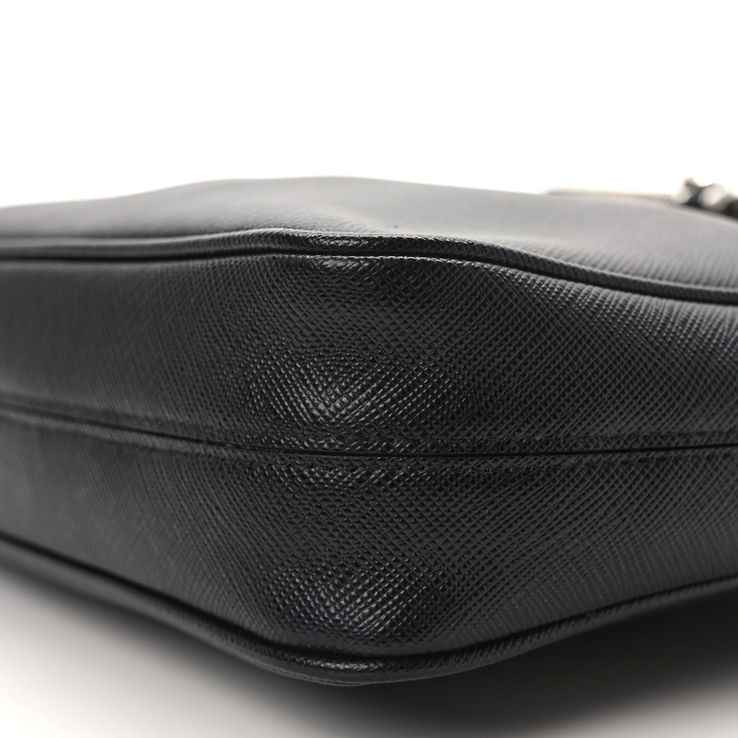 Saffiano Travel Pocket Zippered Shoulder Bag Black
