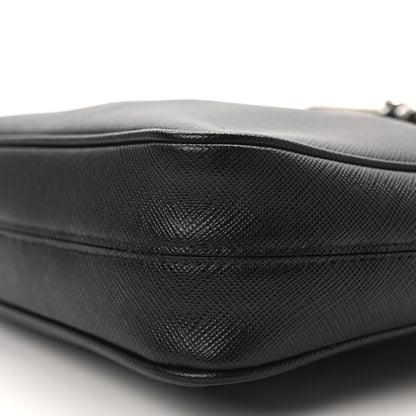 Prada Saffiano Travel Pocket Zippered Shoulder Bag Black 10 of 12