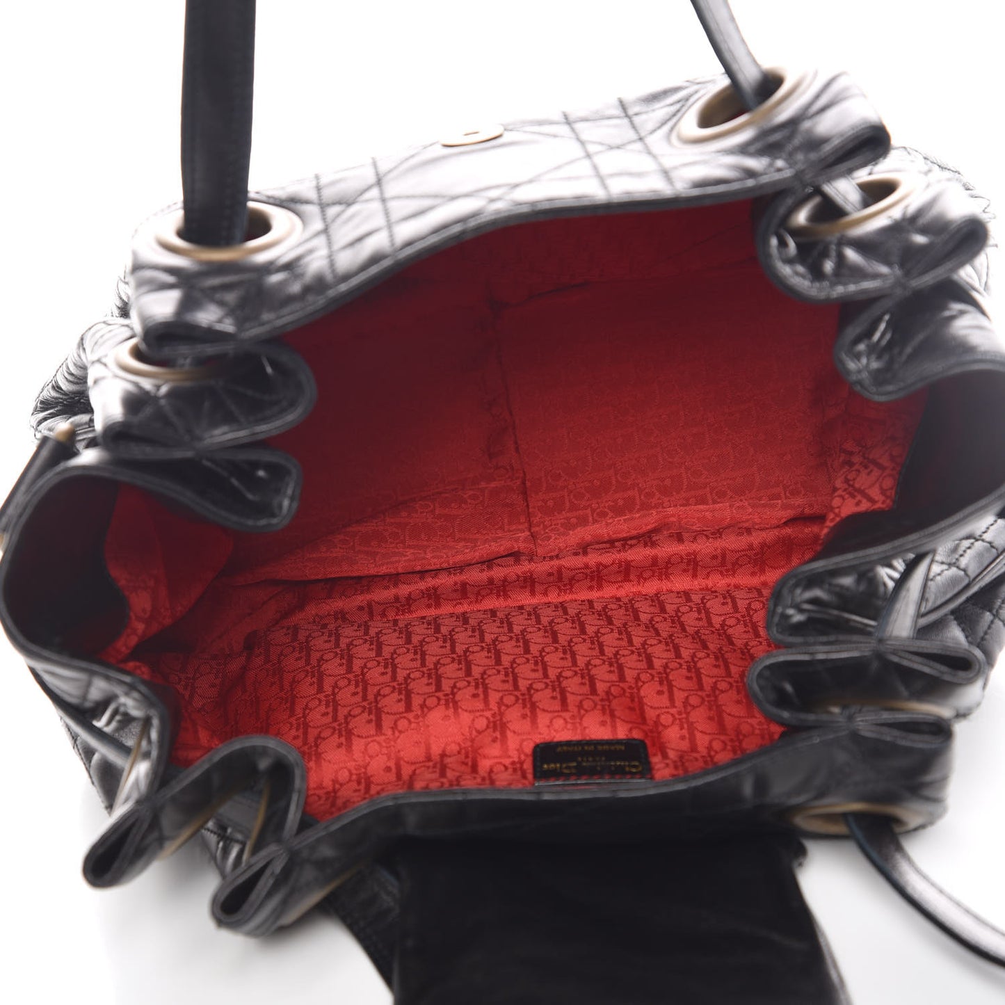 Lambskin Cannage Flap Shoulder Bag Black