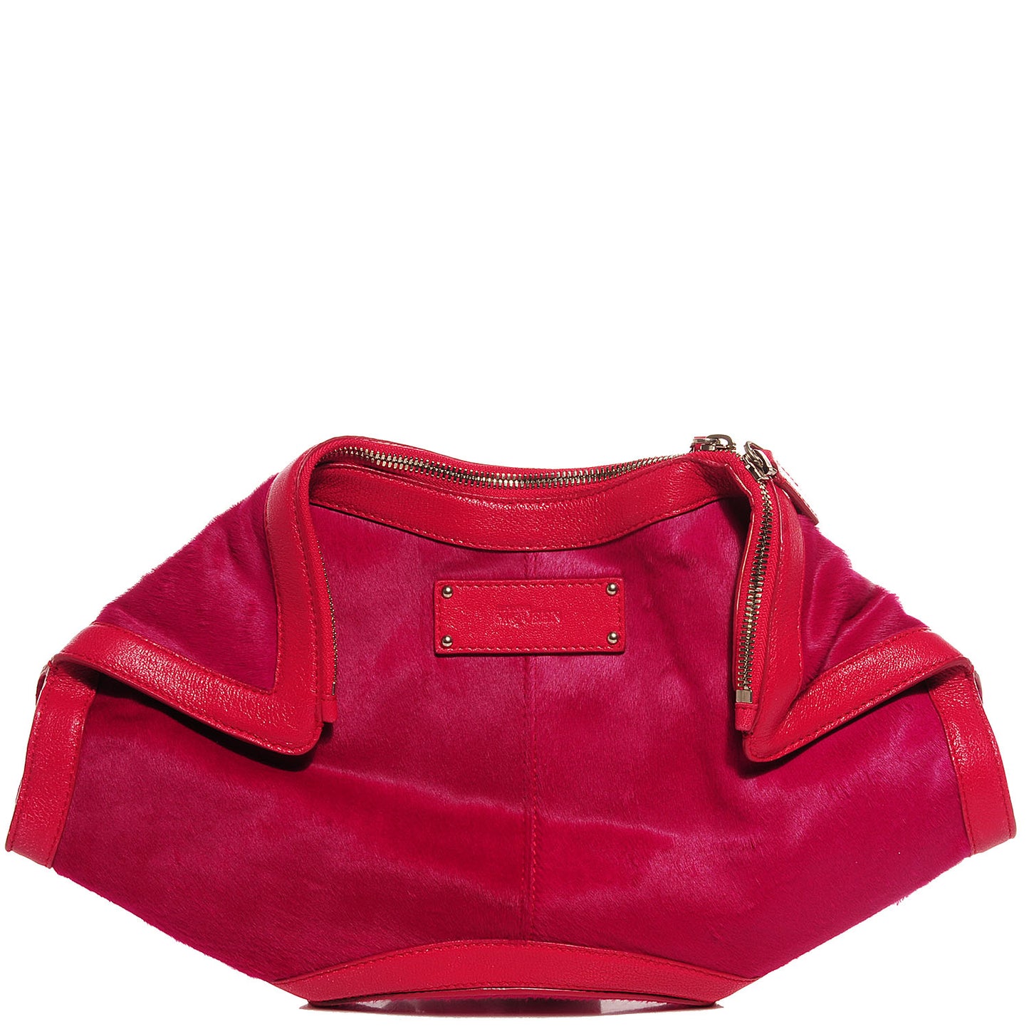 Leather Trim Fur De Manta Clutch Violet Roseate