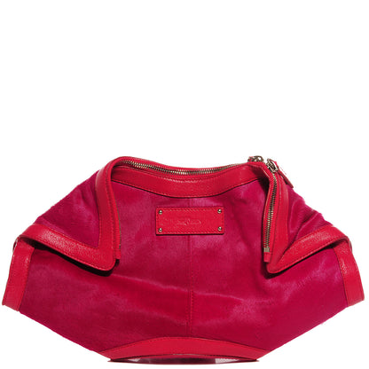 Alexander McQueen Leather Trim Fur De Manta Clutch Violet Roseate 1 of 7