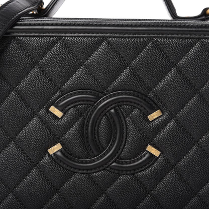 Chanel Caviar Quilted Medium CC Filigree Vanity Case Black 10 of 10
