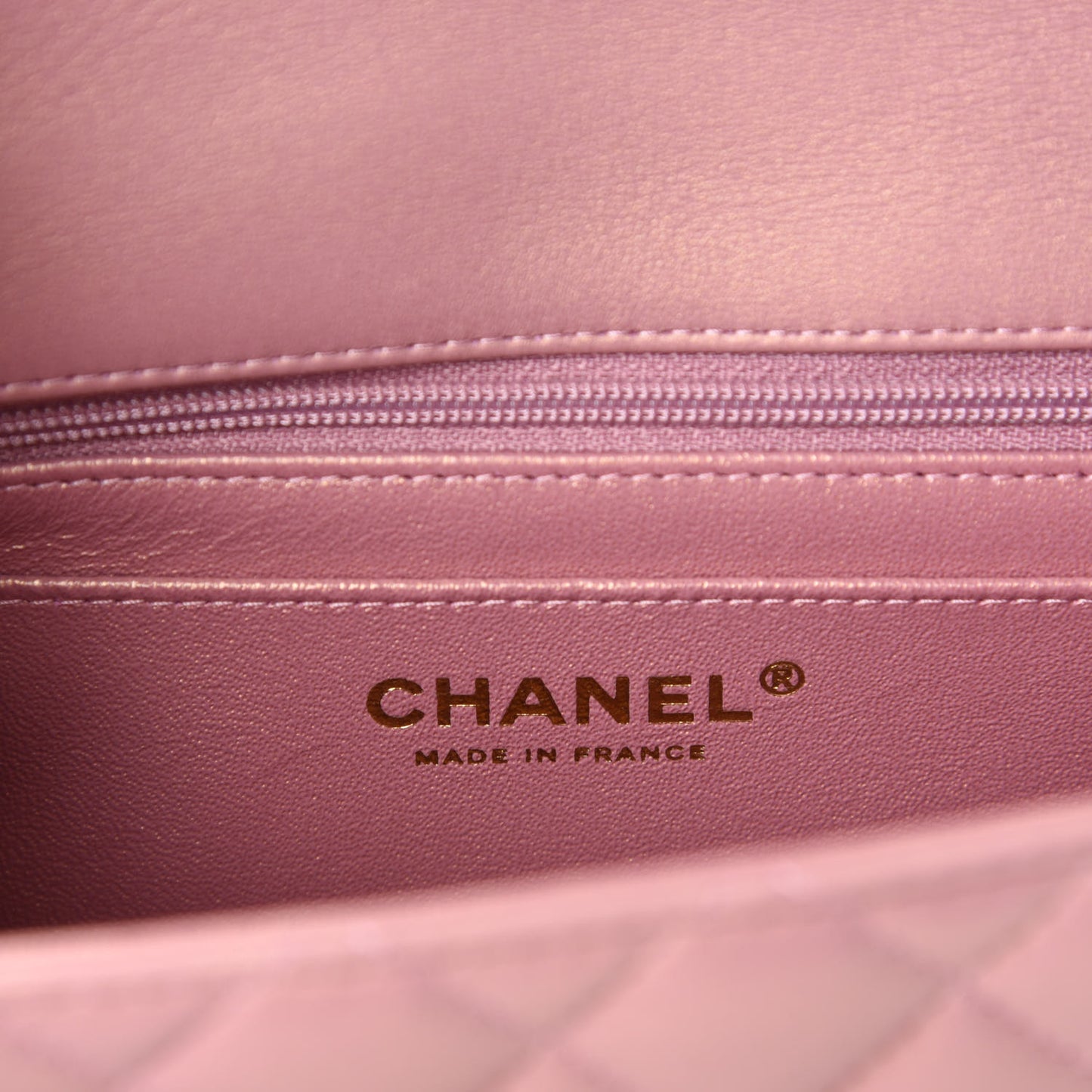 Iridescent Lambskin Quilted Mini Top Handle Rectangular Flap Pink