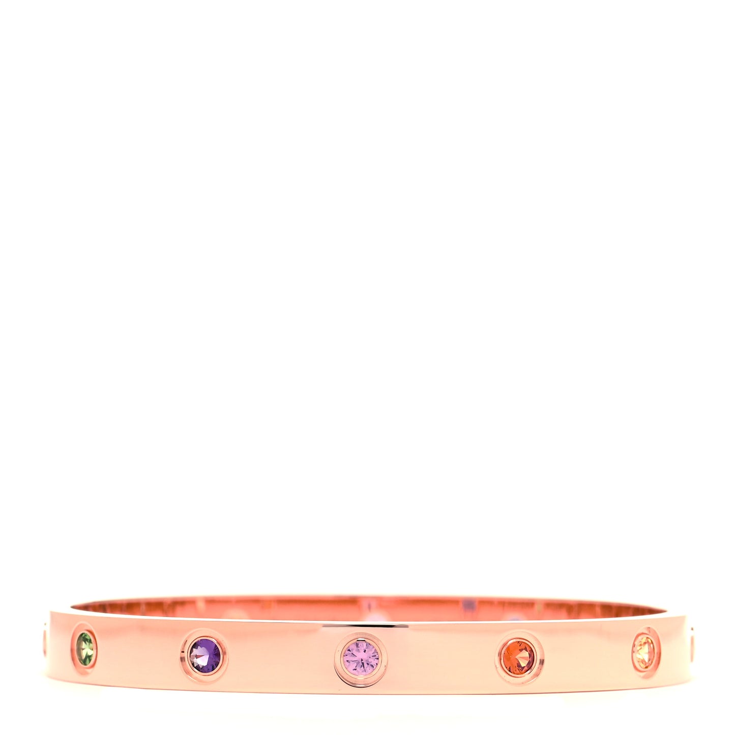 18K Pink Gold Sapphire Garnet Amethyst LOVE Bracelet 16