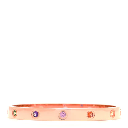 Cartier 18K Pink Gold Sapphire Garnet Amethyst LOVE Bracelet 16 3 of 6