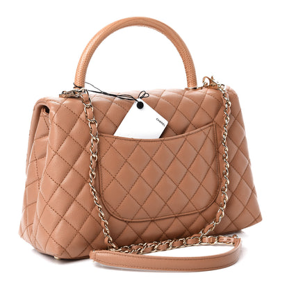 Chanel Caviar Quilted Lizard Embossed Small Coco Handle Flap Brown 4 of 11
