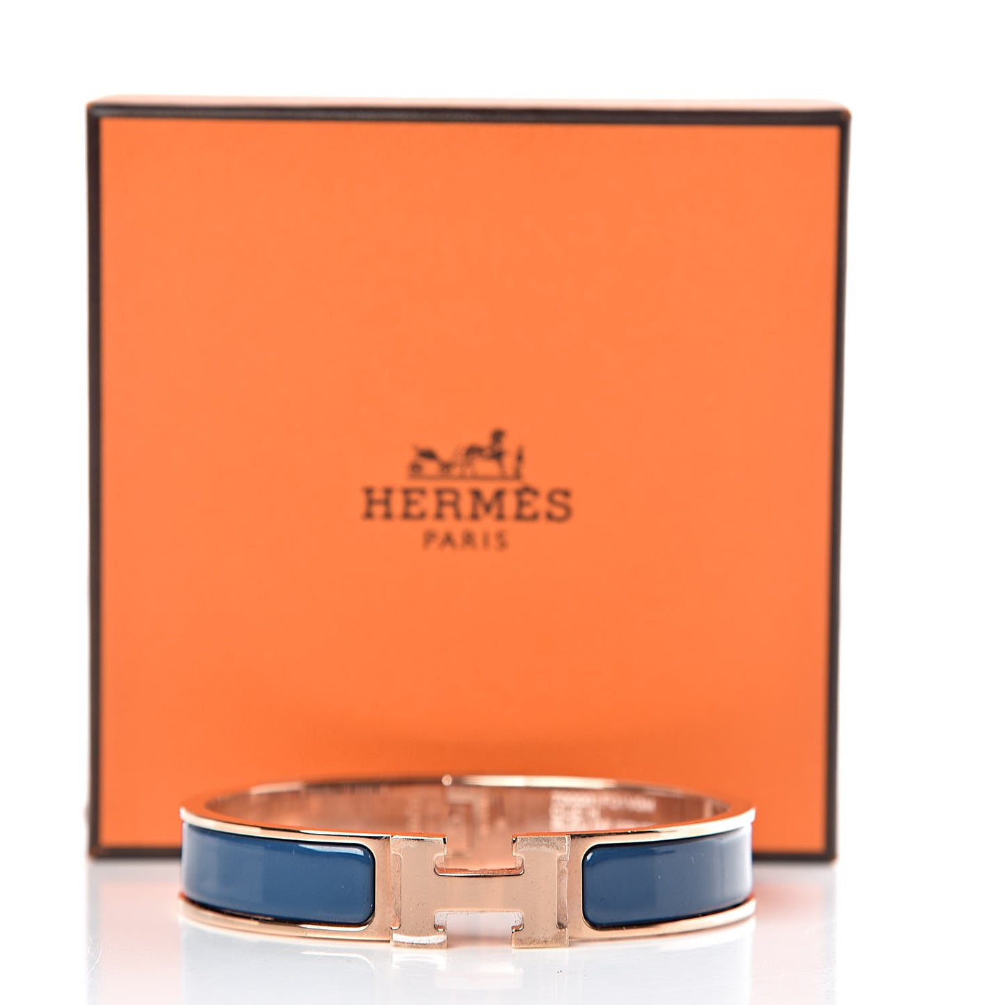 Narrow Enamel Clic Clac H Bracelet GM Bleu De Genes