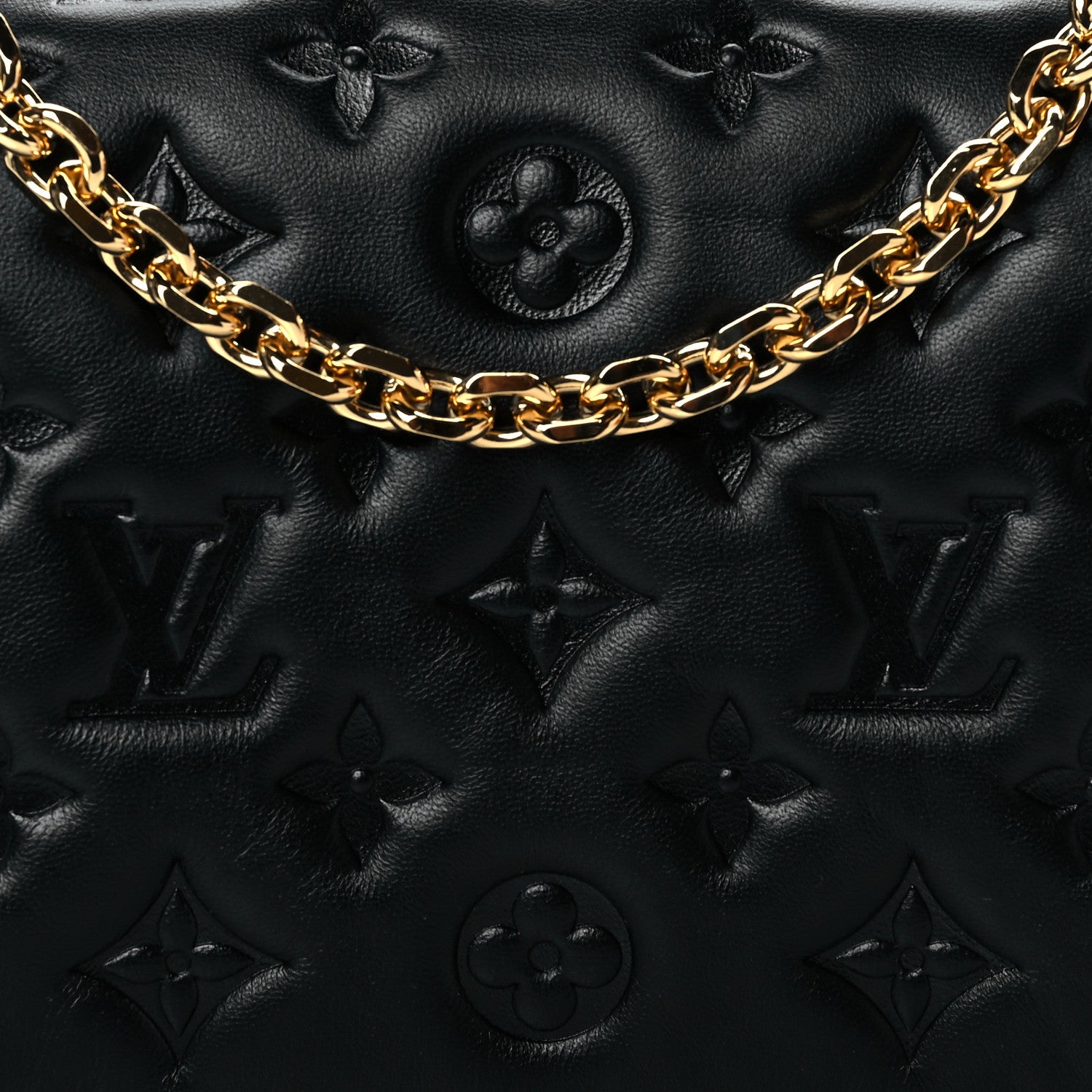 Louis Vuitton Lambskin Embossed Monogram Pochette Coussin Black 7 of 10
