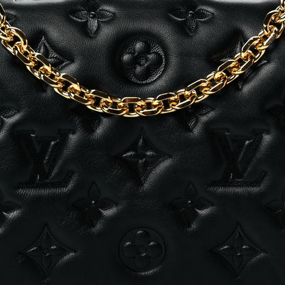 Louis Vuitton Lambskin Embossed Monogram Pochette Coussin Black 7 of 10