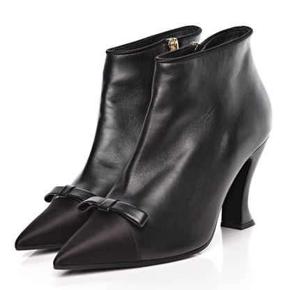 Chanel Lambskin Satin Pointed Toe CC Short Boots 37 Black 3 of 9