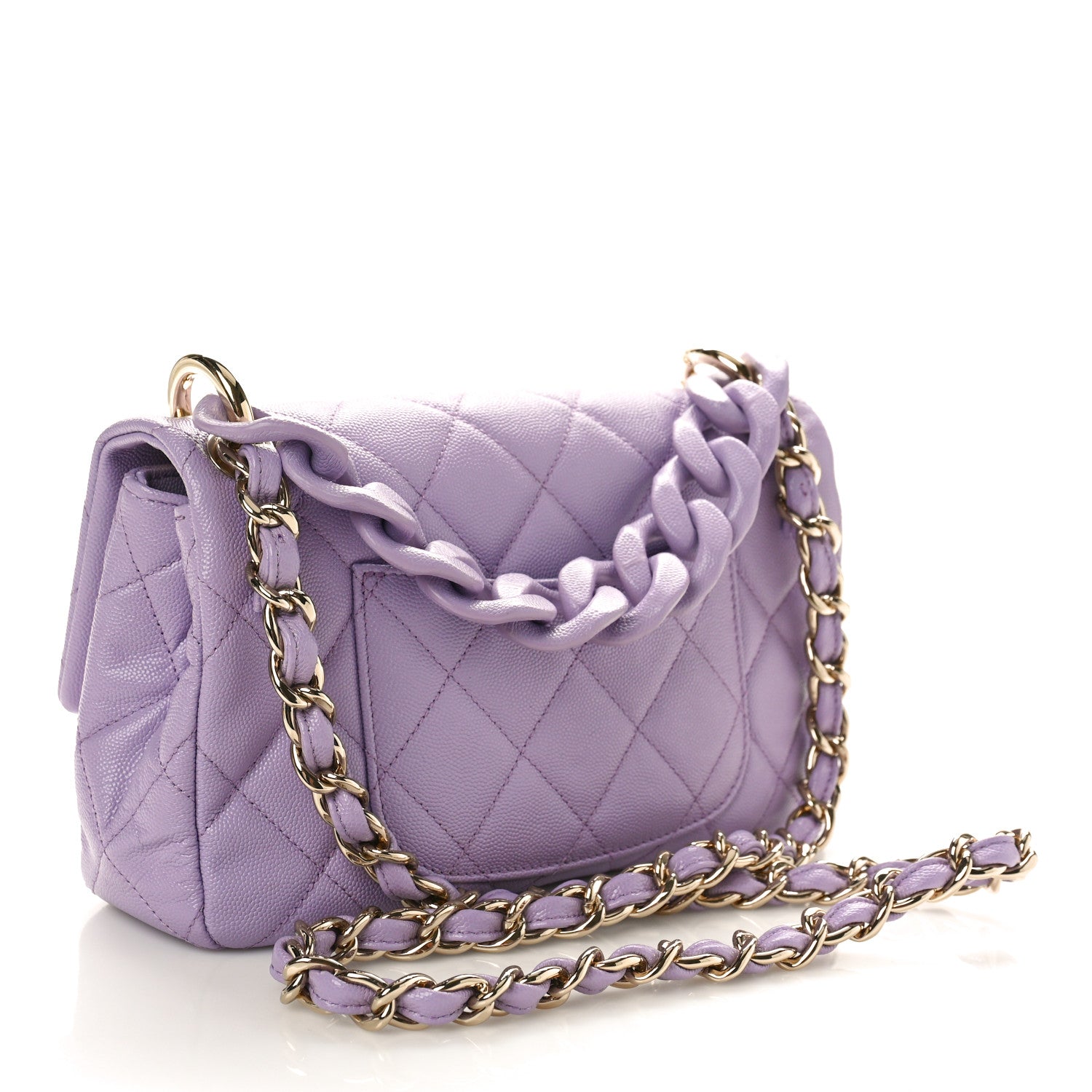 Chanel Shiny Caviar Quilted Large Funky Match Flap Lilac 3 of 10