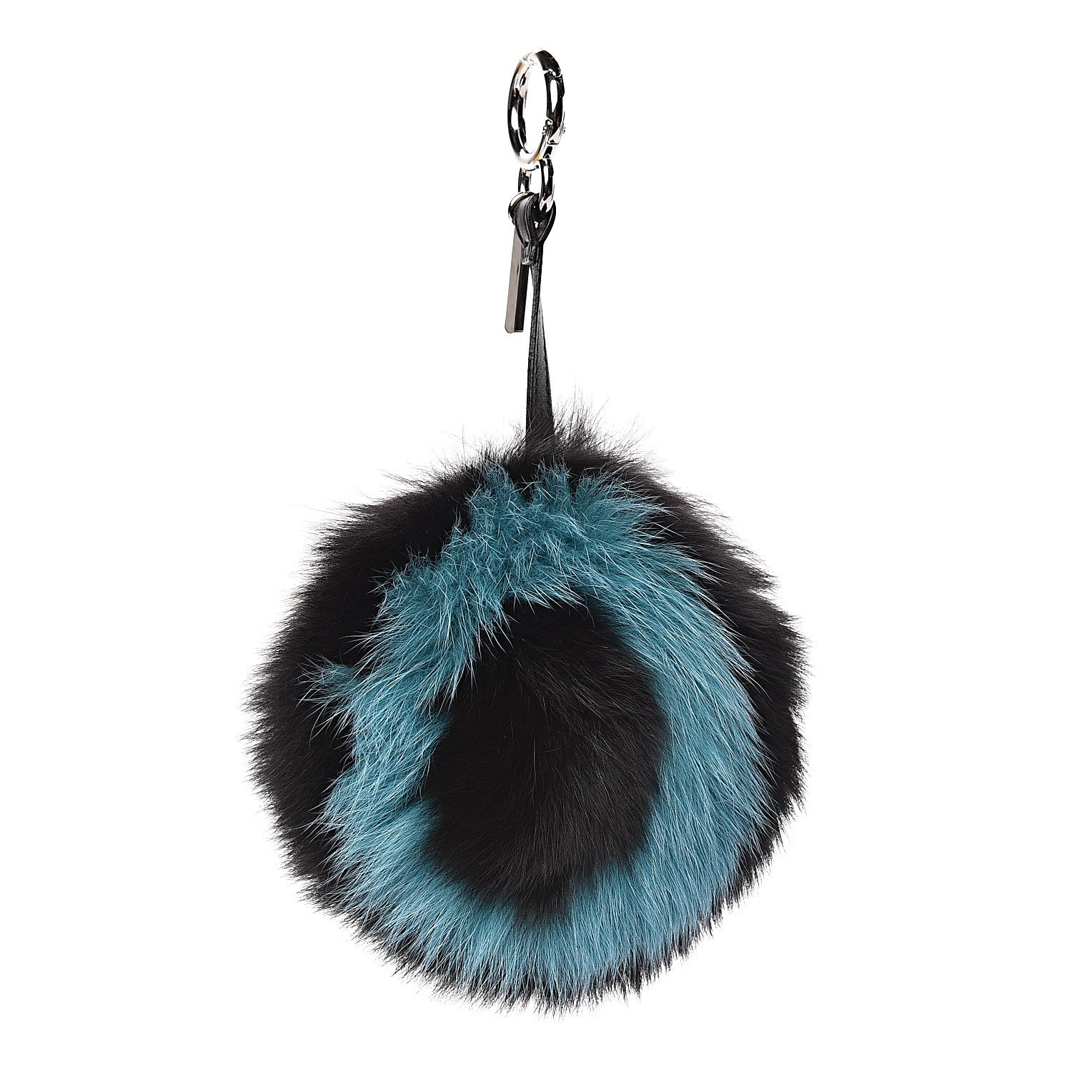 Fendi Fox Fur O ABCharm Bag Charm Black Light Blue 1 of 4