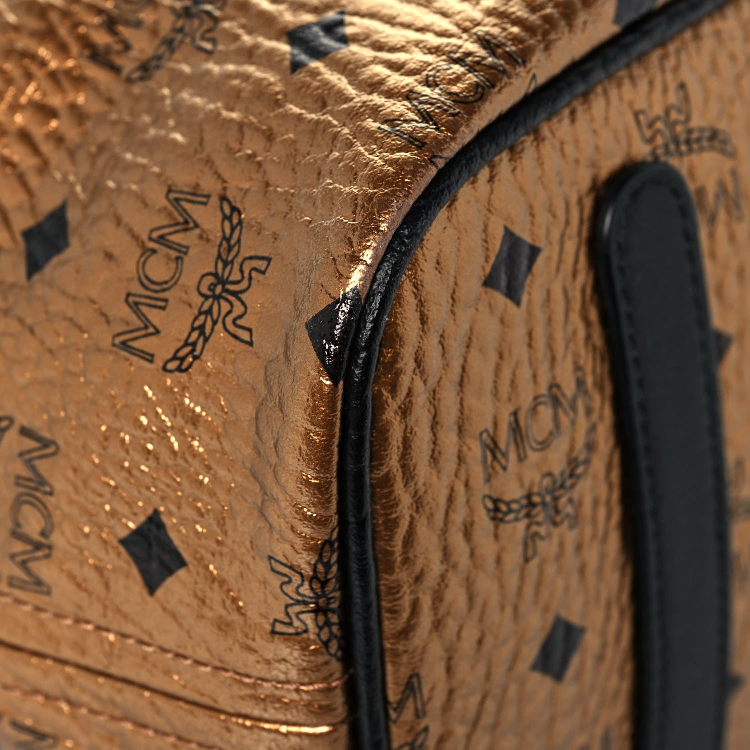 MCM Metallic Visetos Medium Shopper Tote Gold 5 of 11