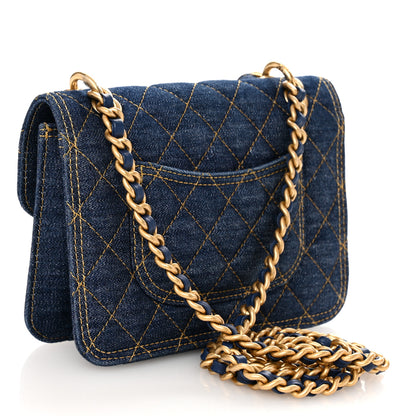 Chanel Denim Quilted Double You Mini Flap Blue 3 of 10
