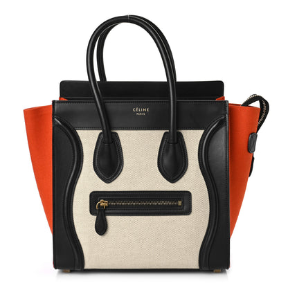 Celine Canvas Smooth Calfskin Micro Tri-Color Luggage Carmin 1 of 10