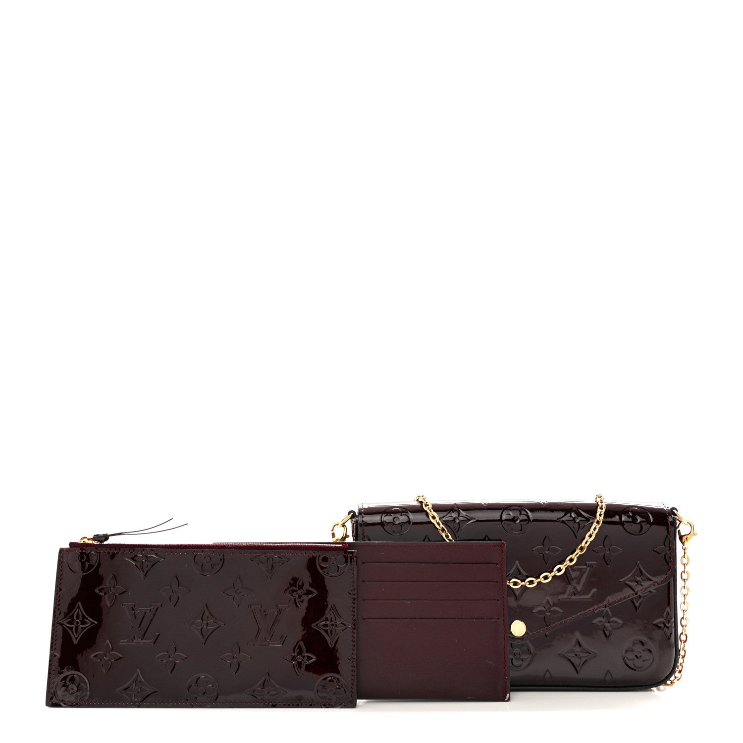 Louis Vuitton LOUIS VUITTON Vernis Pochette Felicie Chain Wallet Amarante 3 of 12