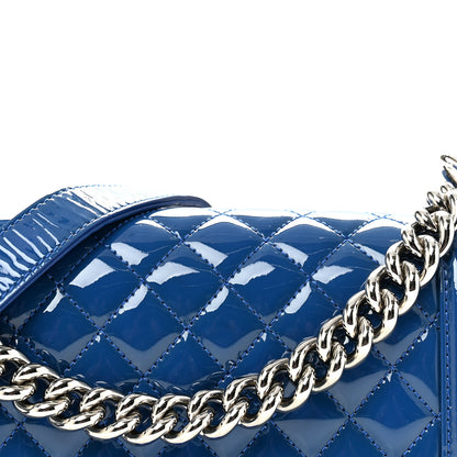 Chanel Patent Calfskin Quilted Medium Plexiglass Boy Flap Blue 8 of 11