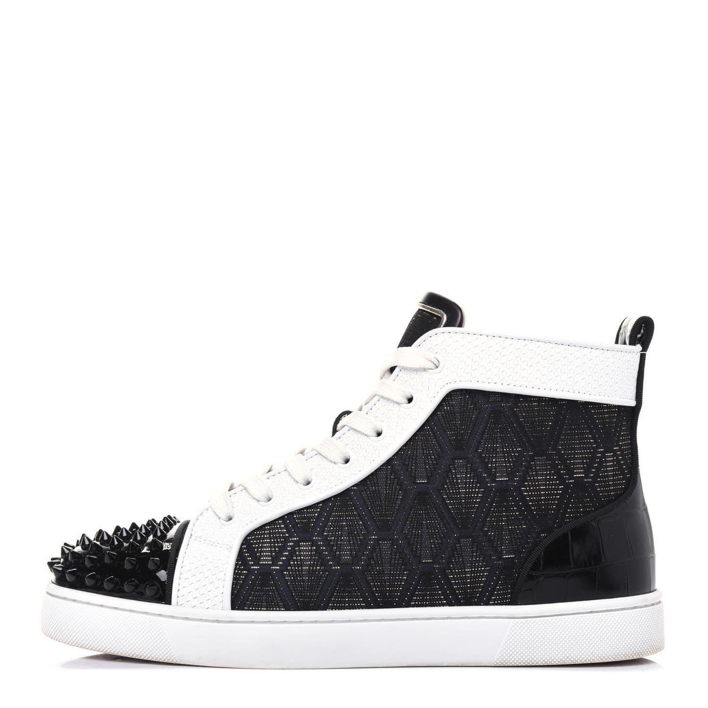 Fabric Calfskin Croc Embossed Mens Lou Spikes Orlato Flat Sneakers 42 Multicolor