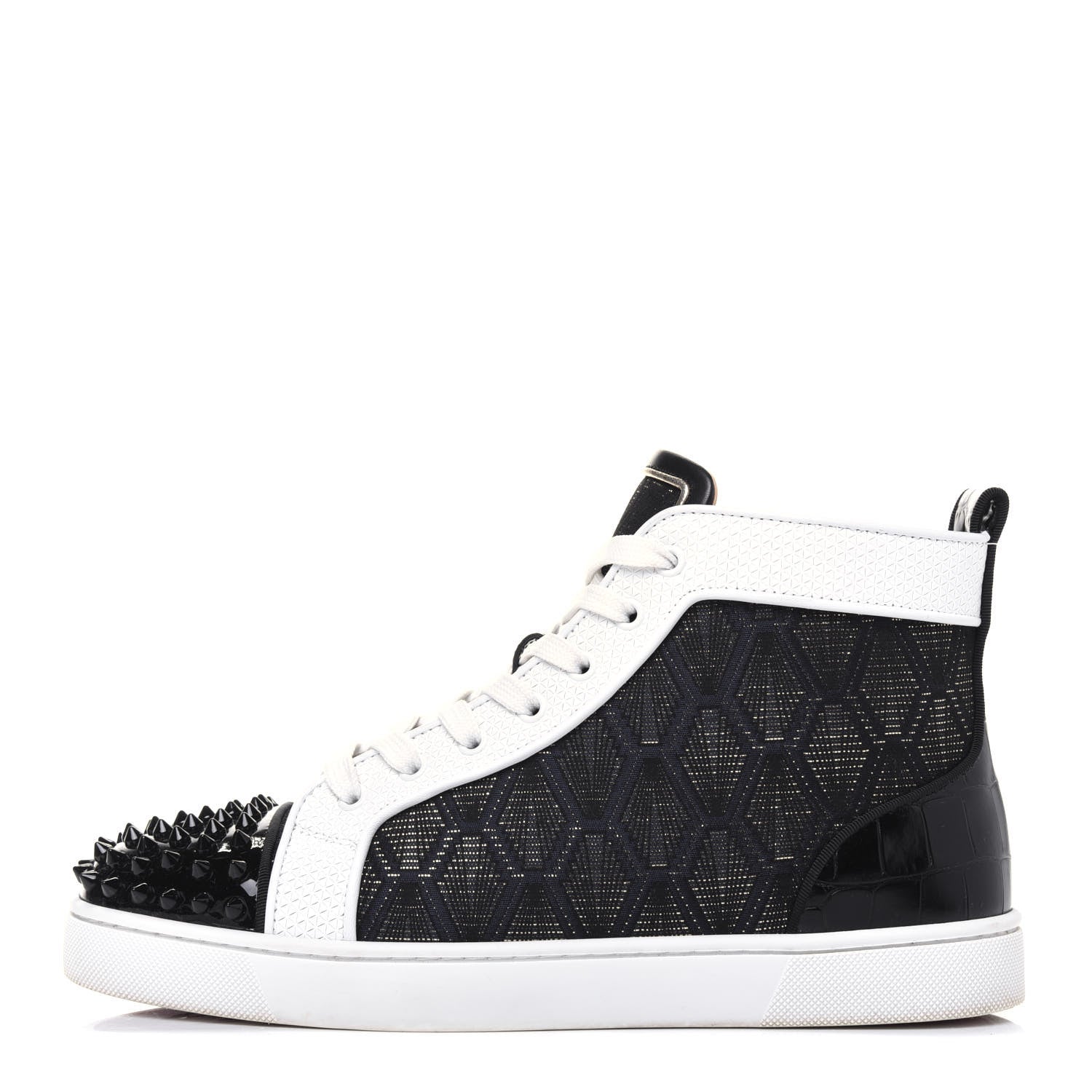 Christian Louboutin Fabric Calfskin Croc Embossed Mens Lou Spikes Orlato Flat Sneakers 42 Multicolor 1 of 9