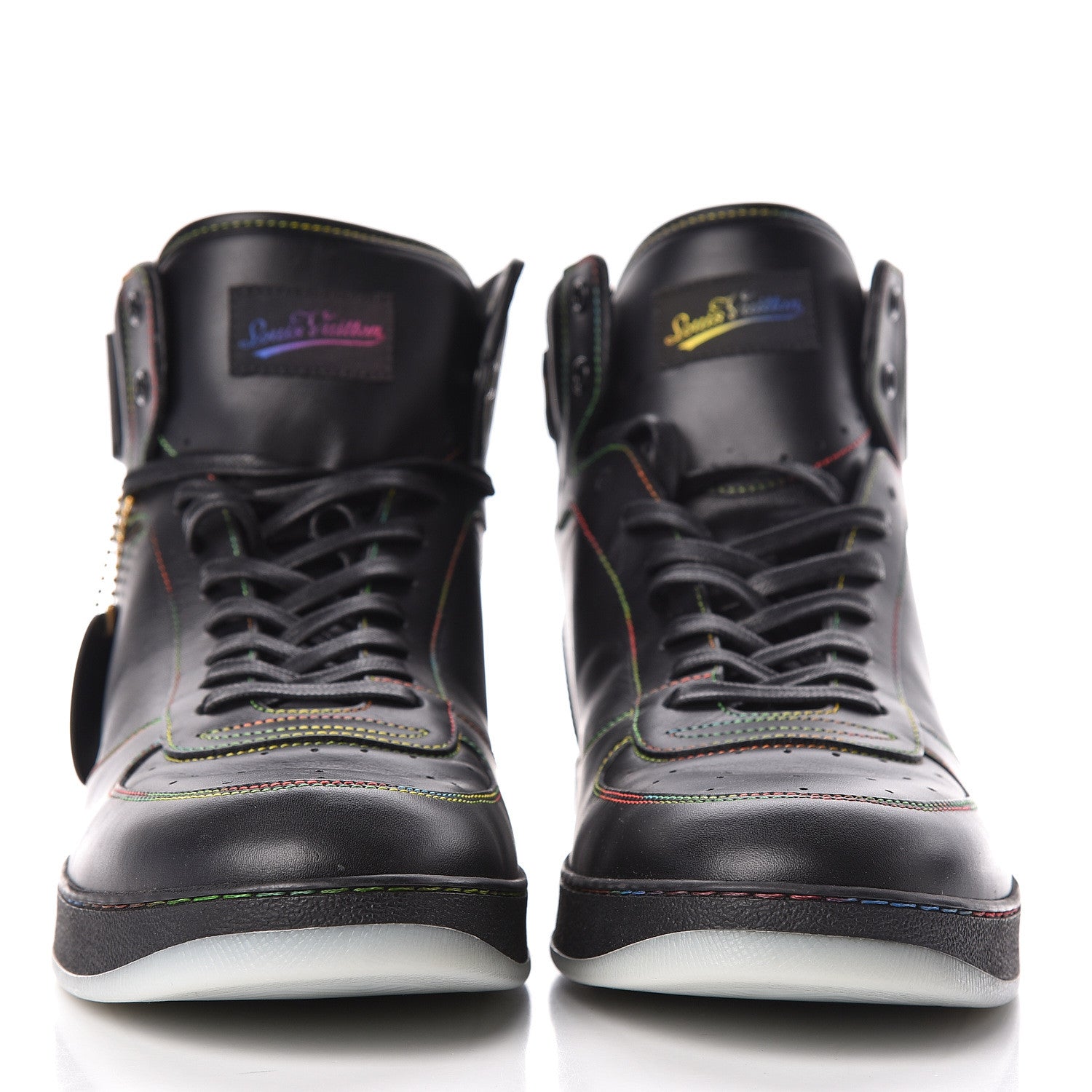Louis Vuitton Calfskin Rivoli High Top Sneakers 10.5 Black Multicolor 2 of 10