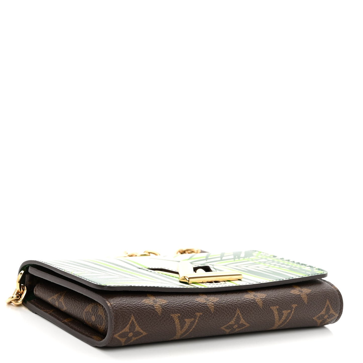 Monogram Palm Twist Chain Wallet Vert White