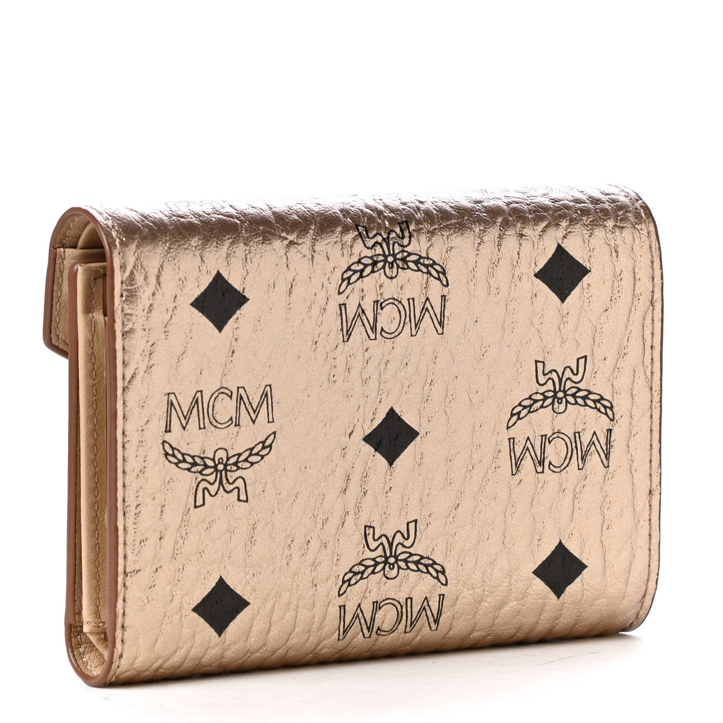 Metallic Visetos Compact Wallet Champagne