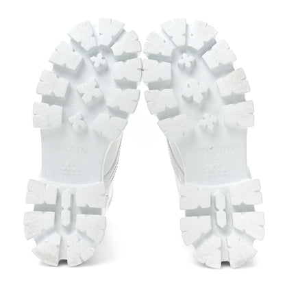 Prada Spazzolato Rois Re-Nylon Metal Triangle Logo Monolith Pouch Pocket 55mm Boots 36 White 6 of 15