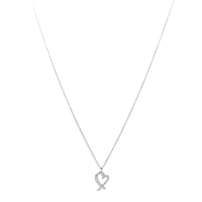 Tiffany 18K White Gold Diamond Mini Paloma Picasso Loving Heart Pendant Necklace 1 of 5