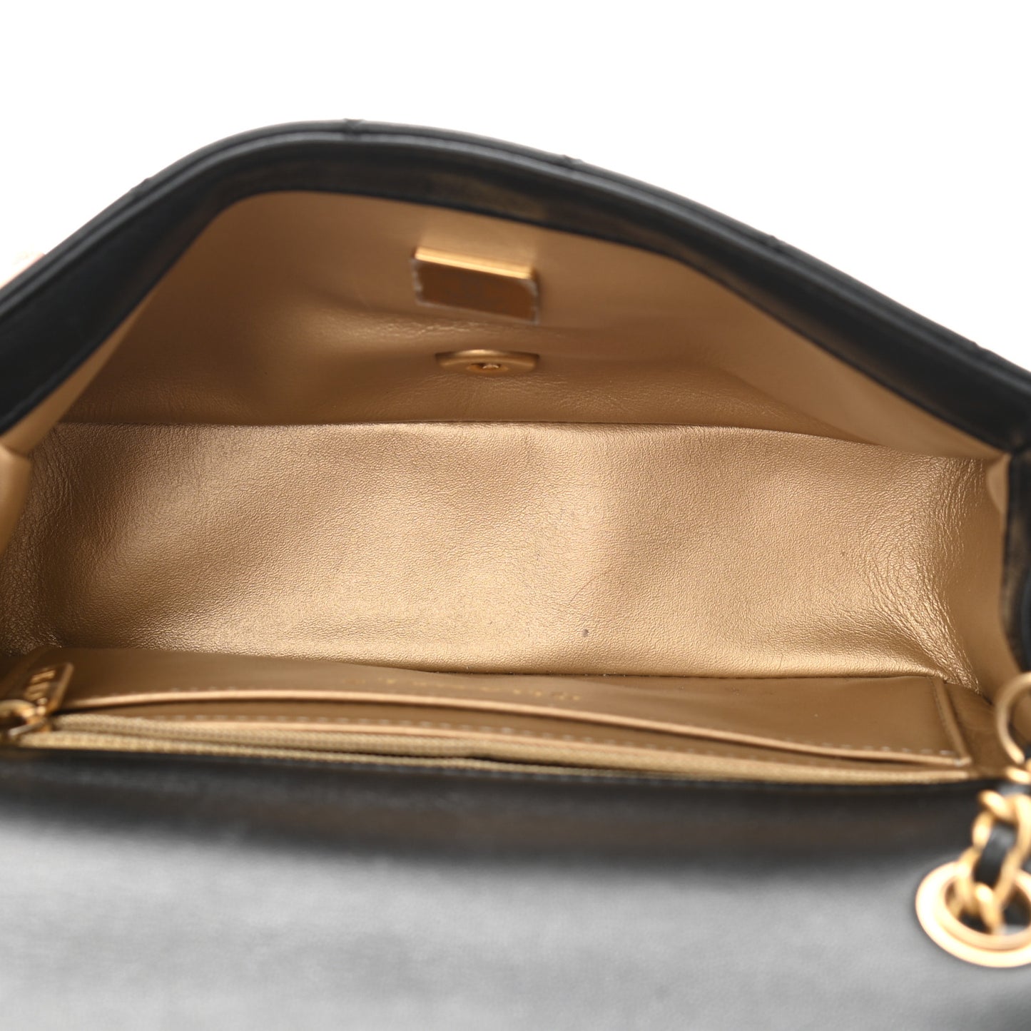 Lambskin Quilted Mini Rectangular Pearl Crush Flap Black
