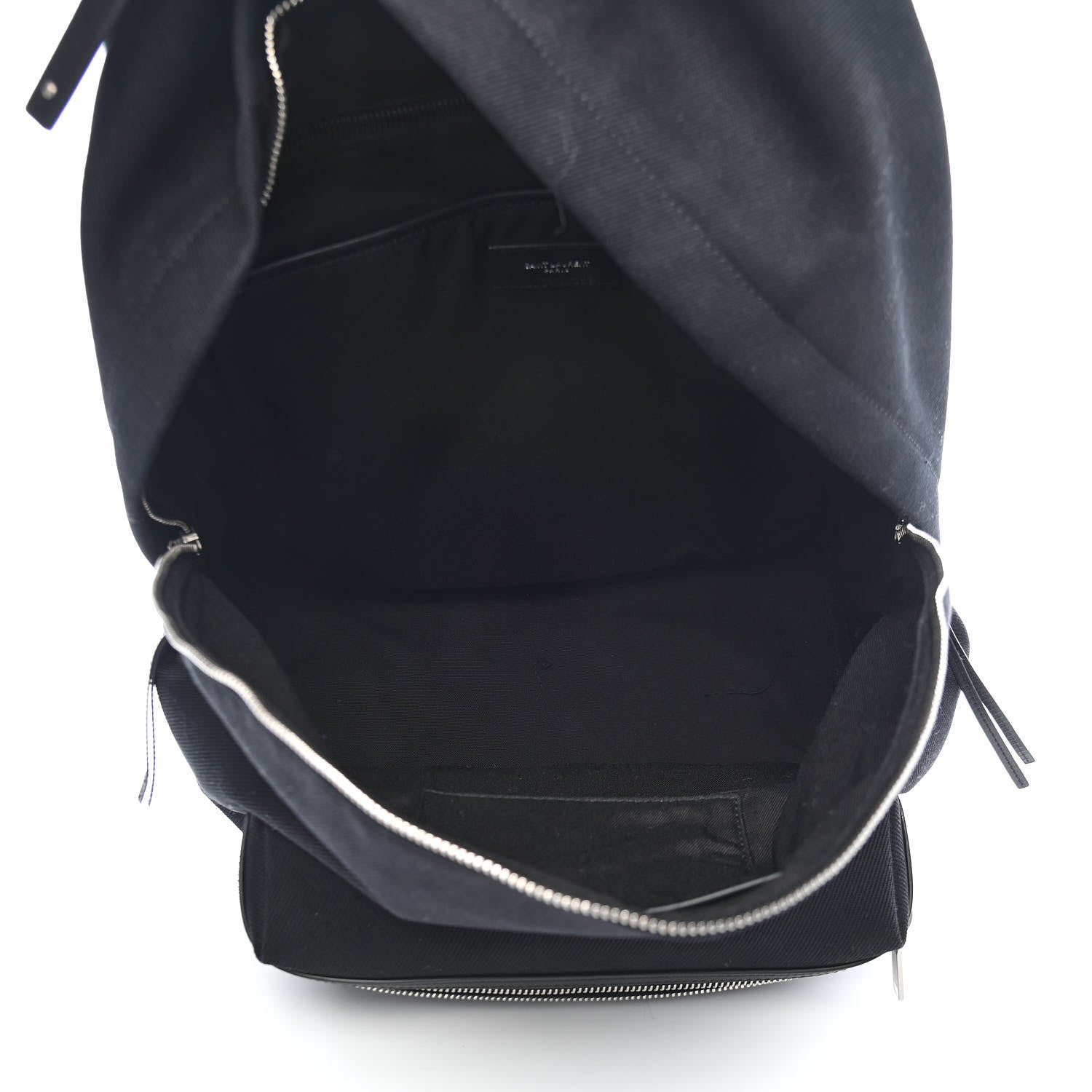 Saint Laurent Canvas Signature Embroidered City Backpack Black 4 of 7