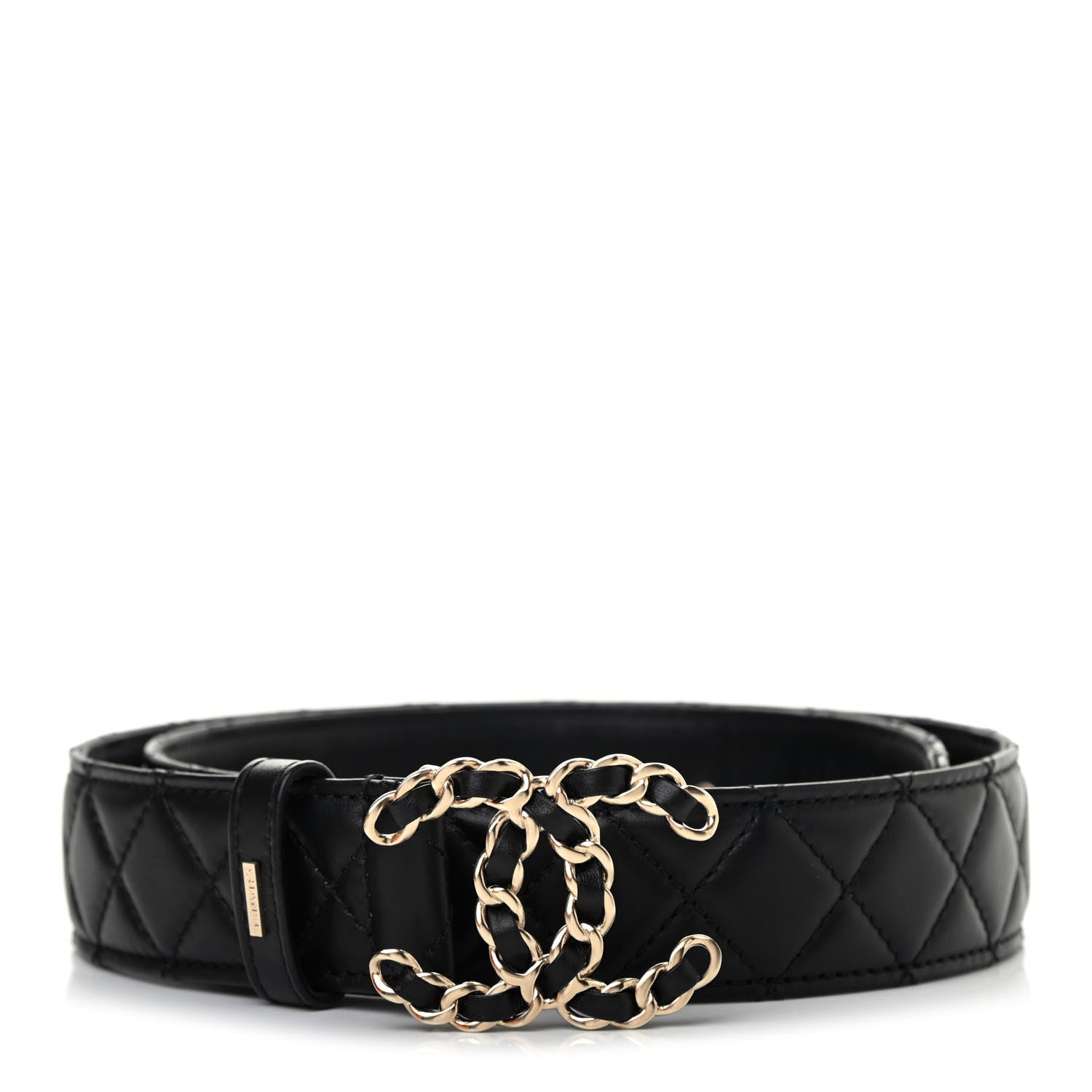 Chanel Calfskin Quilted CC Chain Belt 75 Black 1 of 7