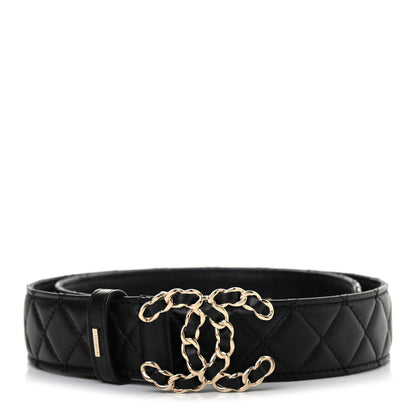 Chanel Calfskin Quilted CC Chain Belt 75 Black 1 of 7