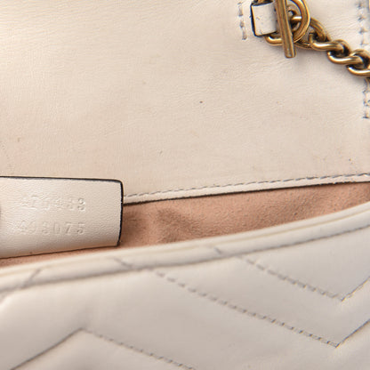 Gucci Calfskin Matelasse Super Mini GG Marmont Shoulder Bag White 9 of 10