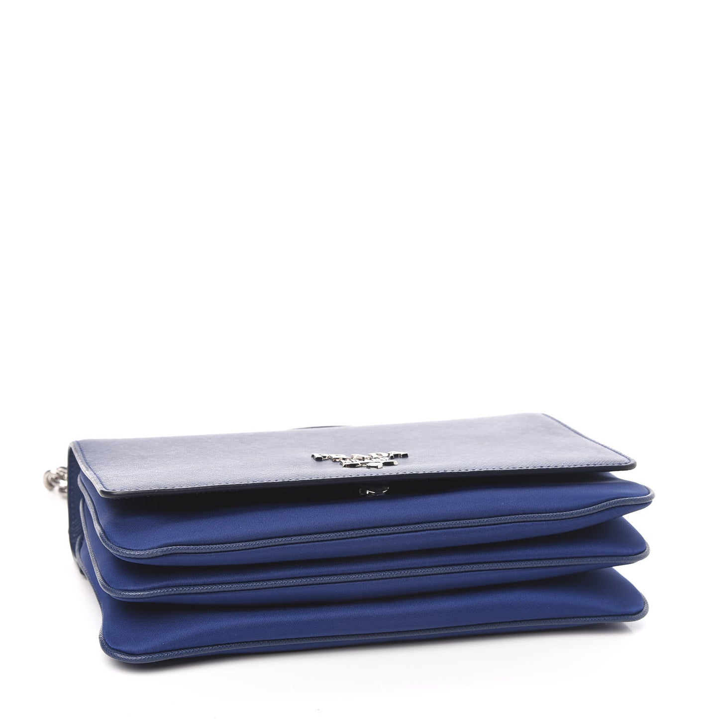 Saffiano Tessuto Nylon Chain Shoulder Bag Bluette