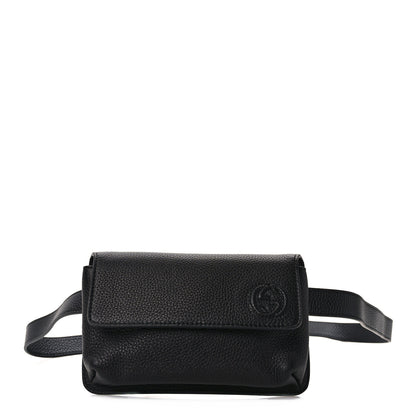 Gucci Pebbled Calfskin Soho Flap Belt Bag Black 1 of 11