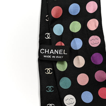 Chanel Silk Polka Dot CC Slim Bandeau Scarf Black Multicolor 3 of 4