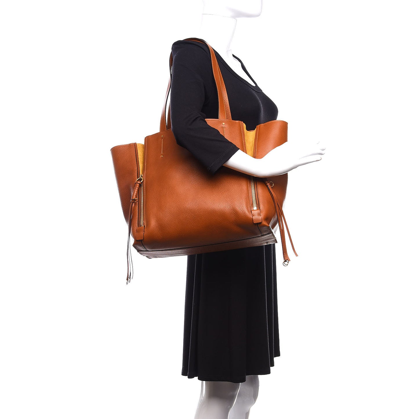 Smooth Calfskin Medium Milo Shopping Tote Caramel