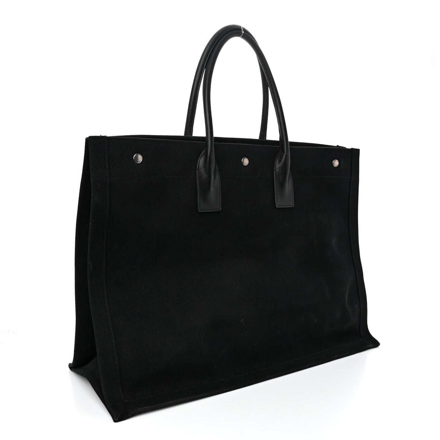 Linen Calfskin Rive Gauche Tote Black