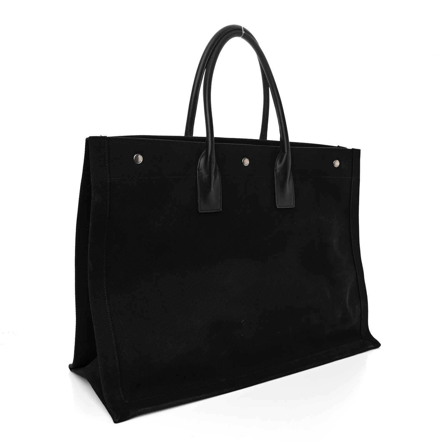 Saint Laurent Linen Calfskin Rive Gauche Tote Black 3 of 10