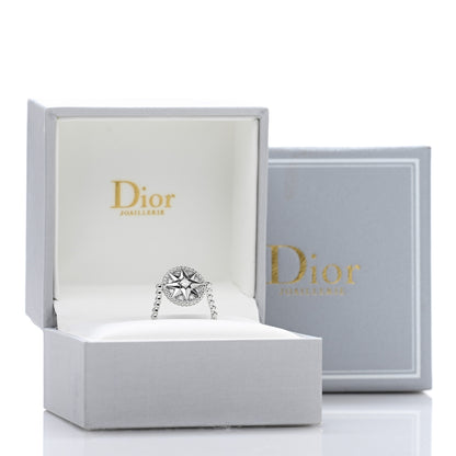 Christian Dior 18K White Gold Diamond Rose Des Vents Pave Ring 49 5 6 of 6