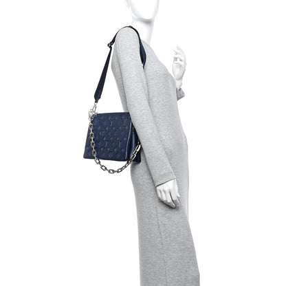 Louis Vuitton Lambskin Embossed Monogram Coussin PM Navy 2 of 13