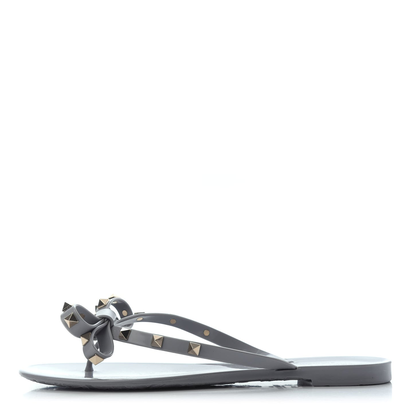 PVC Jelly Rockstud Bow Thong Sandals 40 Pastel Grey