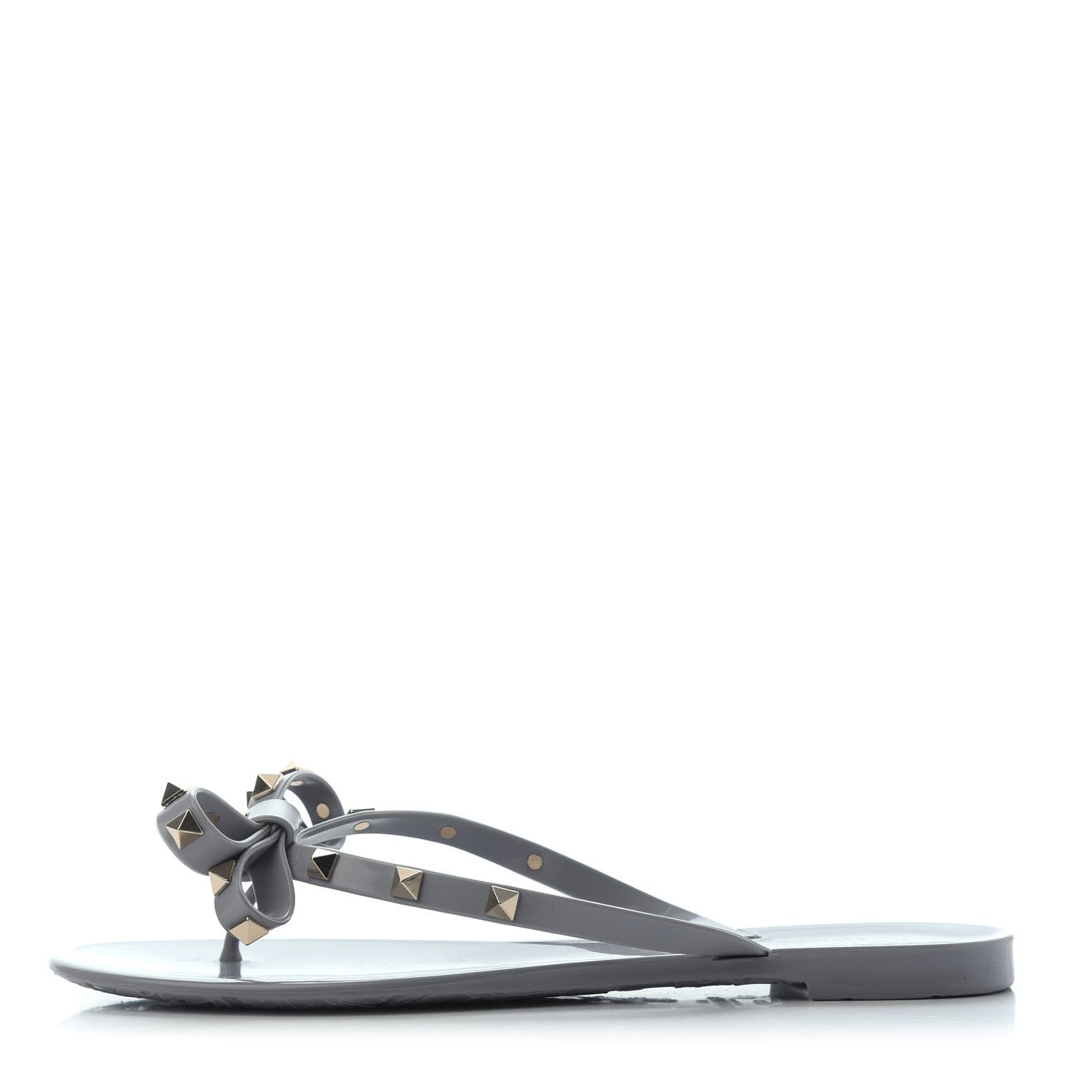 Valentino Garavani PVC Jelly Rockstud Bow Thong Sandals 40 Pastel Grey 1 of 4
