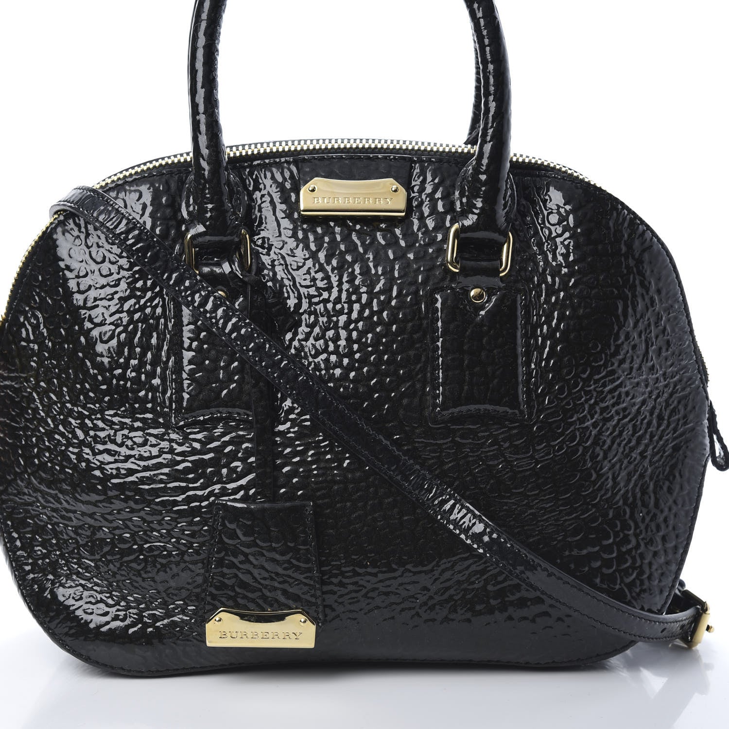 Burberry Patent Heritage Grain Small Orchard Bowling Bag Black 9 of 11