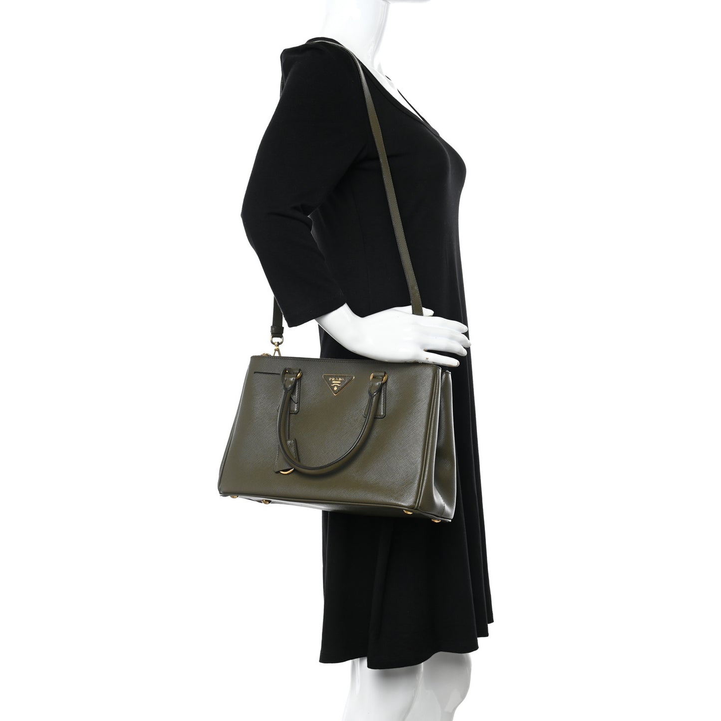 Saffiano Small Galleria Double Zip Tote Militare