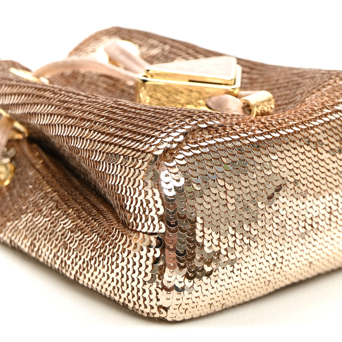 Prada Sequin Satin Triangle Logo Mini Pouch Cammeo 10 of 10